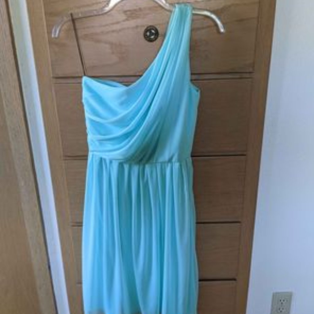 Cocktail Length One Shoulder Chiffon Dress - Coastal